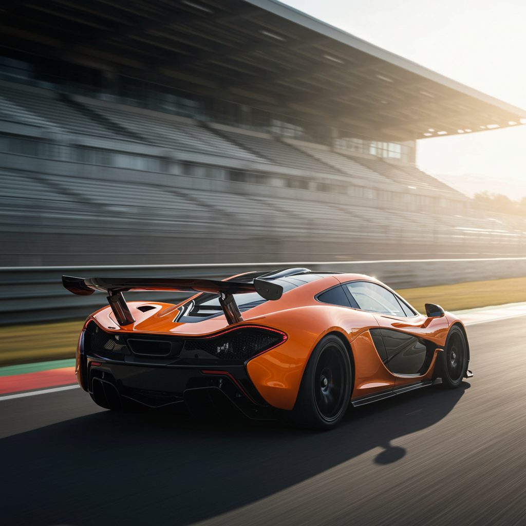 Orange McLaren P1 on a racetrack